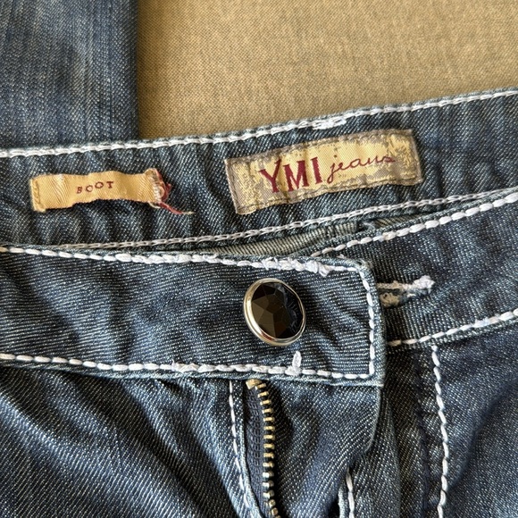 Distressed YMI Blue Jeans for Women With Black Button Detail - Picture 5 of 5